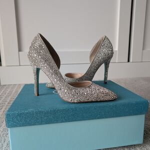 Blue by Betsey Johnson Sparkling Silver Heels